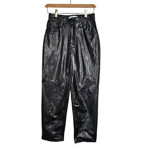Abercrombie & Fitch Ankle Straight Ultra High Rise Pants Faux Leather Black 26/2